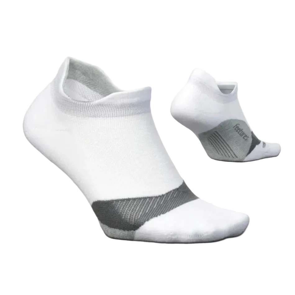 Feetures Unisex Elite Light Cushion No Show Tab Socks in White AW26