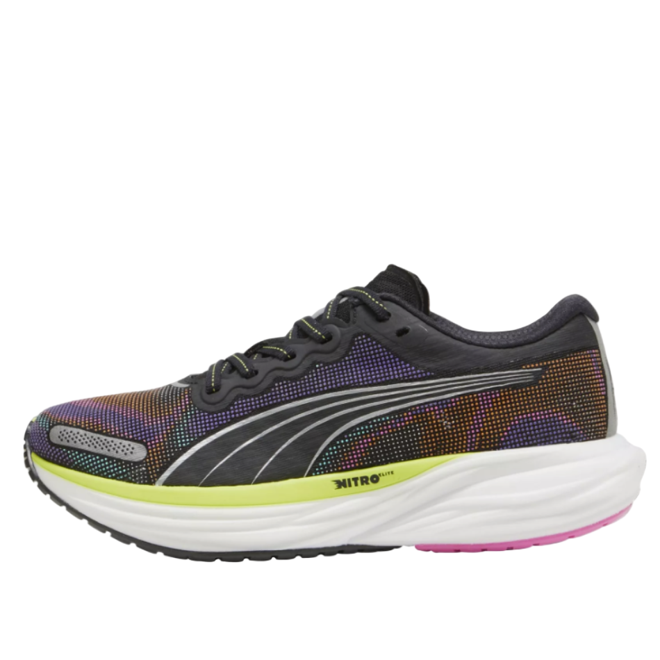 Puma Women's Deviate Nitro 2 Running Shoes in Black Lime/Pow Poison Pink SS22