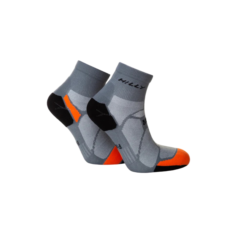 Hilly Unisex Marathon Fresh Anklet Socks Min in Granite/Orange SS26