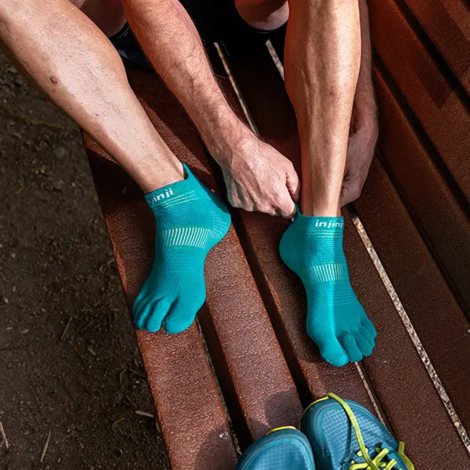 Injinji Unisex Run Lightweight No-Show Socks in Atlantis SS26