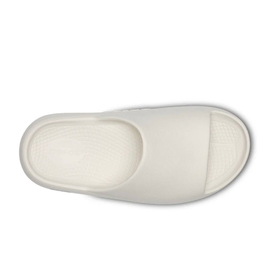 Oofos Women's Plus Slide Sandal in Chalk