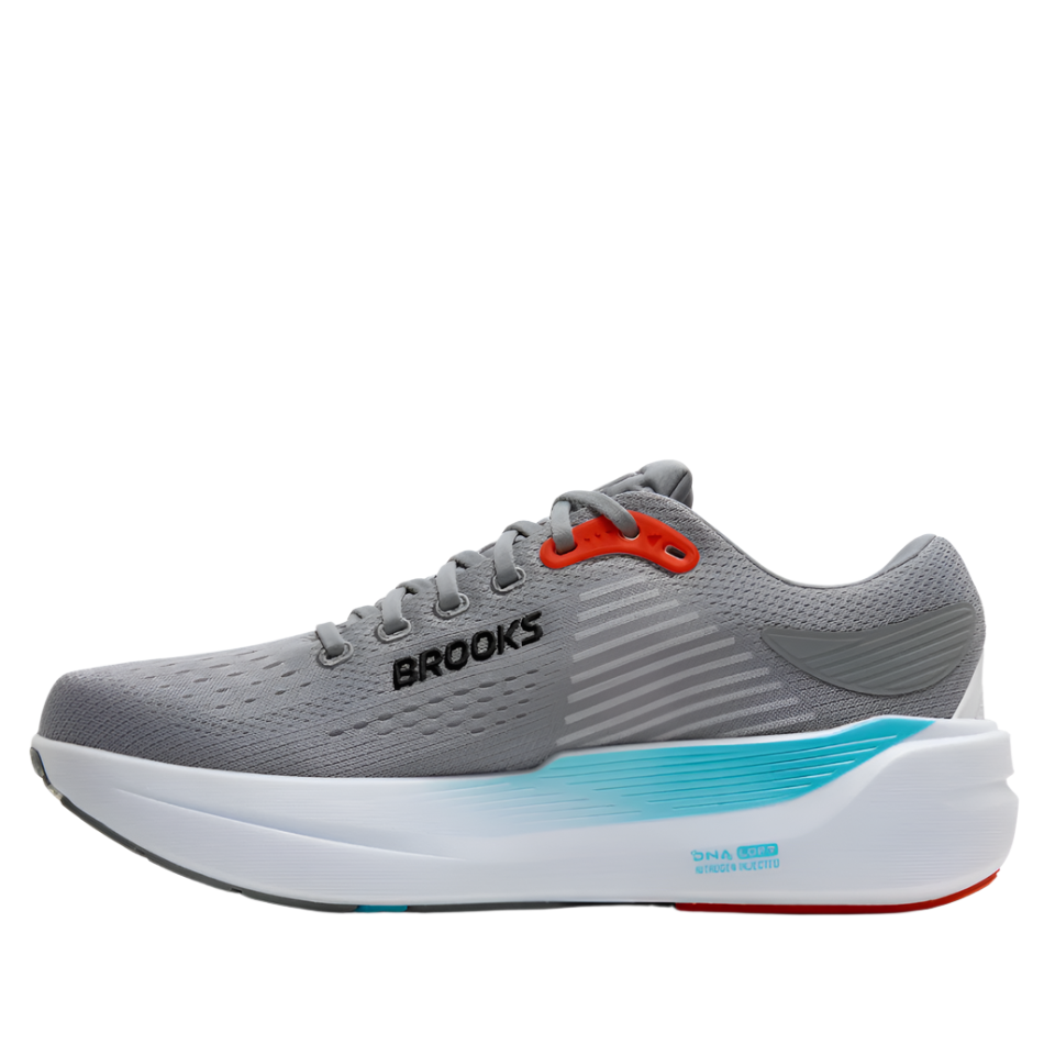 Brooks Men's Ghost Max 3 Running Shoes in Primer Grey/Antarctica/Red AW25