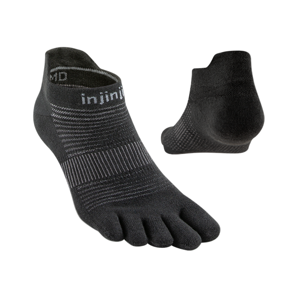 Injinji Unisex Run Lightweight No-Show Socks in Black SS26