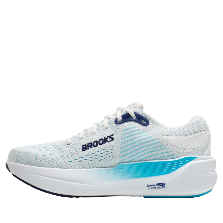 Brooks Men's Ghost Max 3 Running Shoes in Bright White/Beacon Blue/Teal SS26