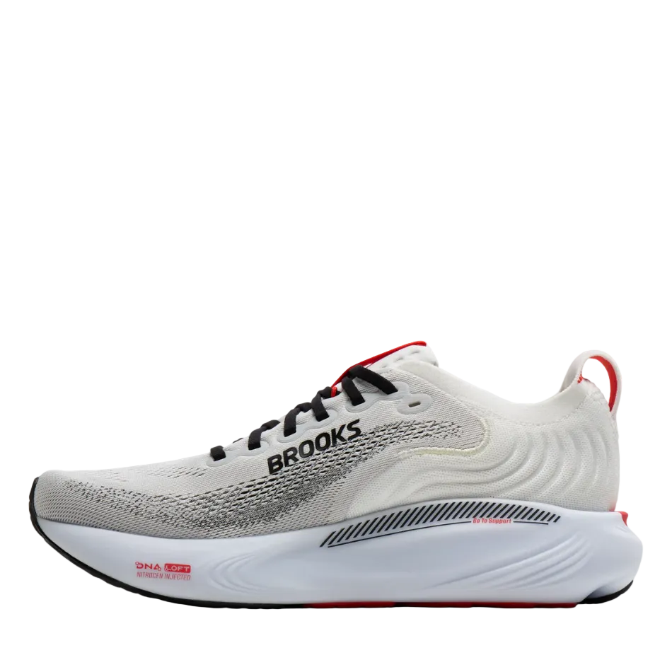 Brooks Men's Adrenaline GTS 25 Running Shoes in White/Black/Red AW26