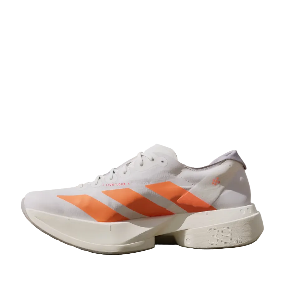 adidas Men's Adios Pro 4 Running Shoes in Cloud White/Lucid Orange/Lucid Red SS26