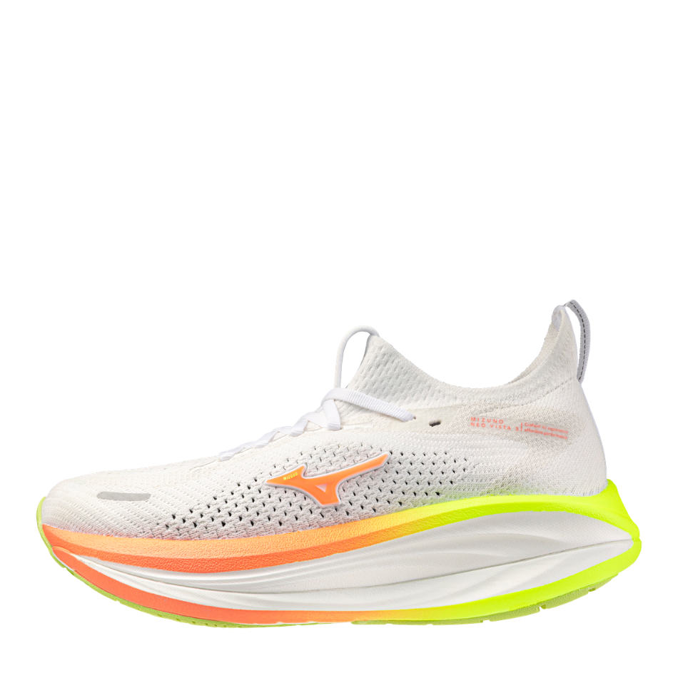 Mizuno Women's Neo Vista 3 Running Shoes in White/Flamingo Coral/Lime Pulp AW26