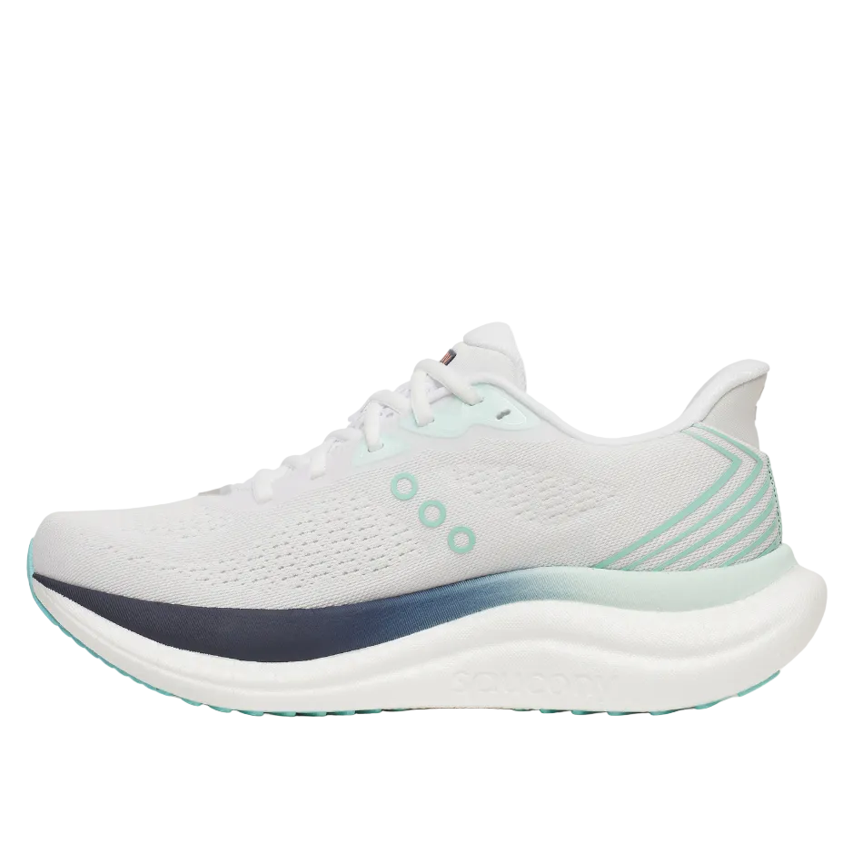 Saucony Women's Triumph 23 Running Shoes in White/Navy