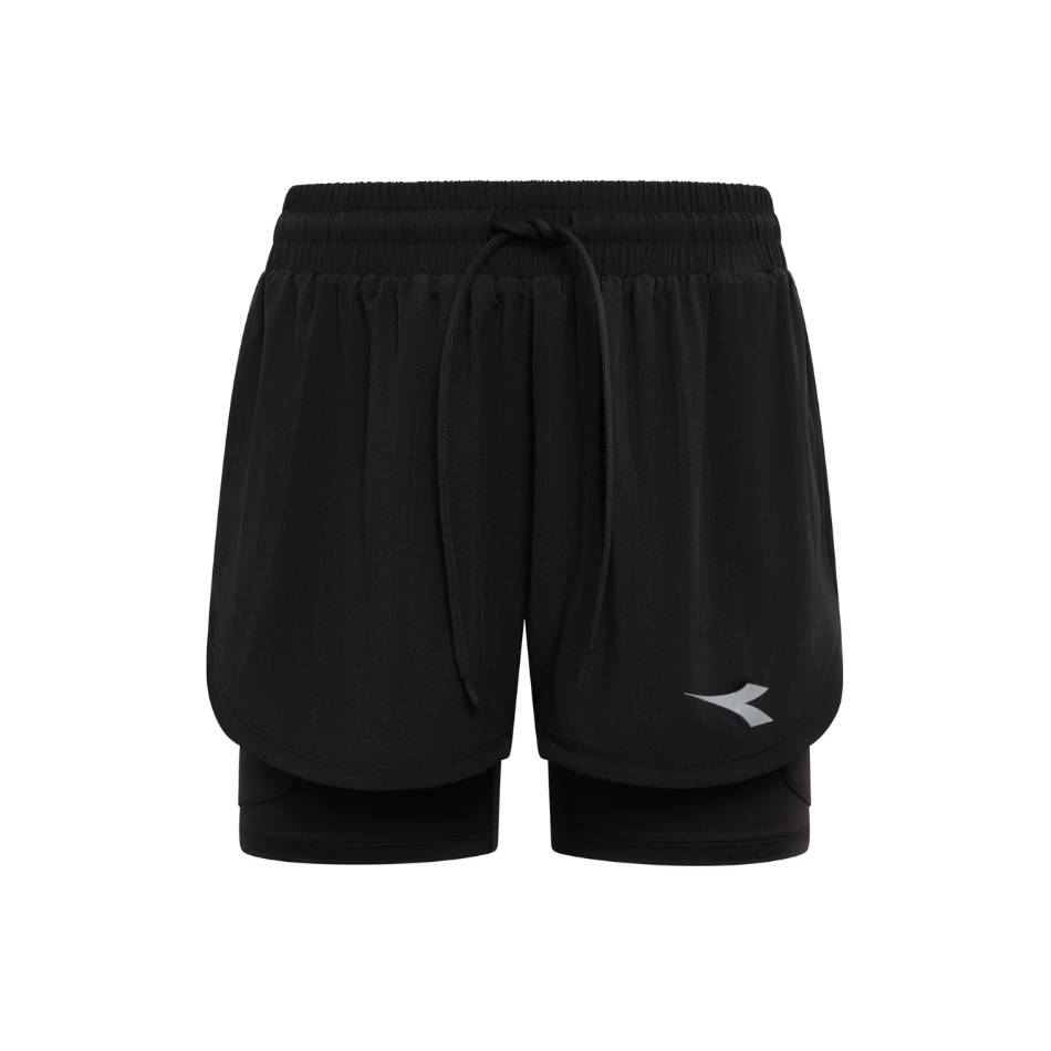 Diadora Women's 2 in 1 5 Shorts in Black SS26