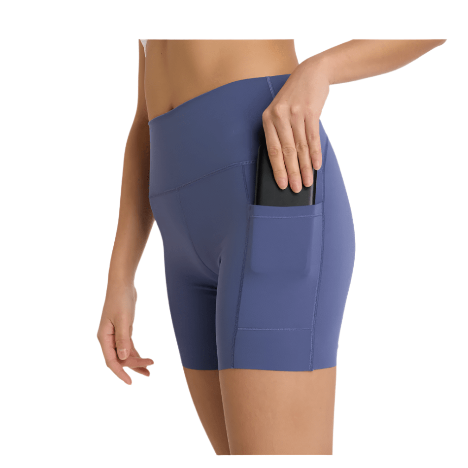 New Balance Clothing New Balance Women's Sleek Pocket 6 Inch High Rise Short in DRE SS25 - Up and Running