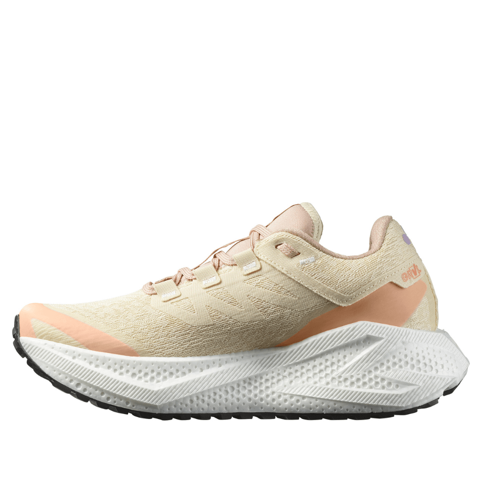 Salomon Shoes Salomon Women's Aeroglide 3 GRVL Running Shoes in Shortbread/White/Fusion Coral SS25 - Up and Running