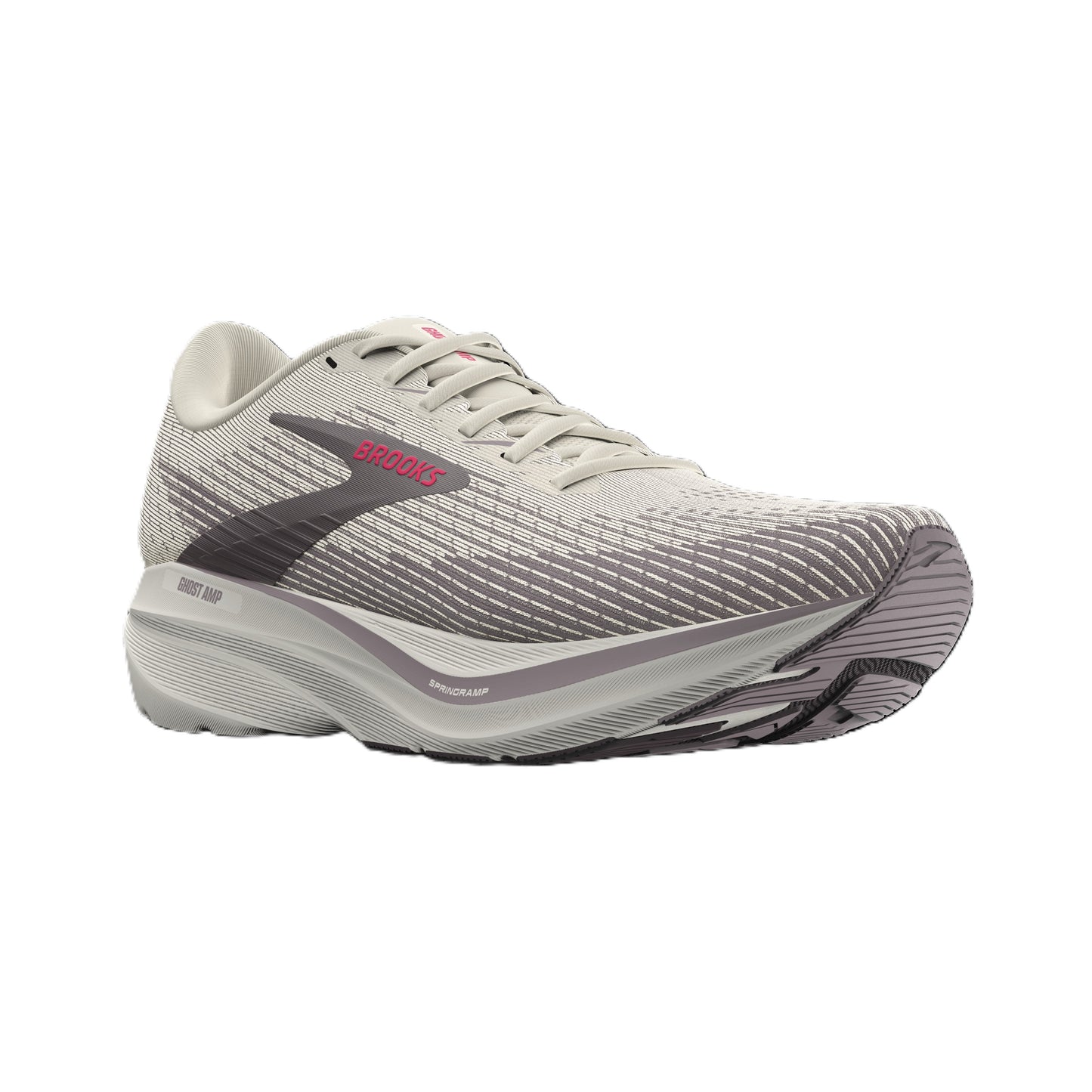 Brooks Women's Ghost Amp Running Shoes in Arctic Wolf/Dove/Pink AW26