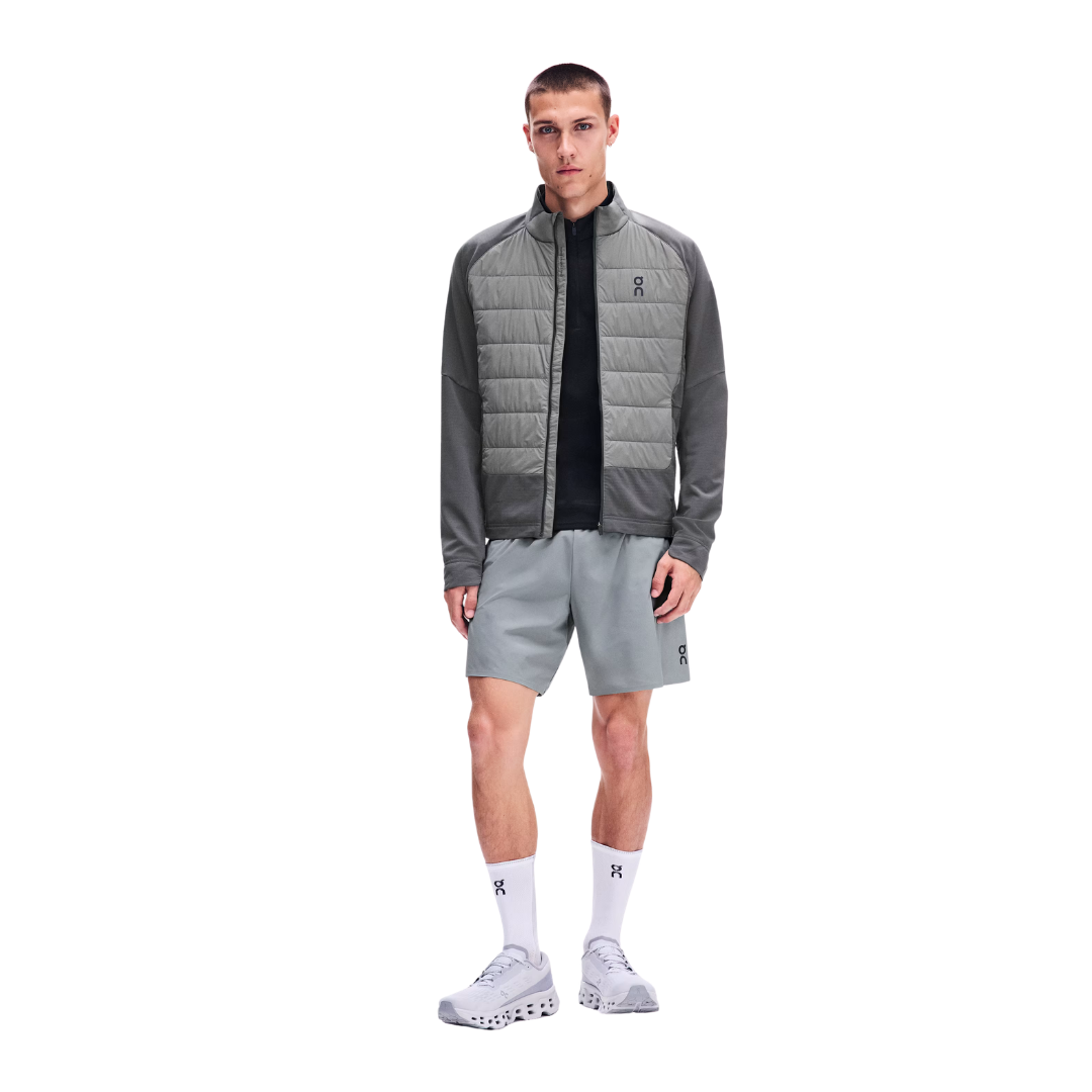 On Men's Weather Hybrid Jacket in Eclipse/Ember AW26