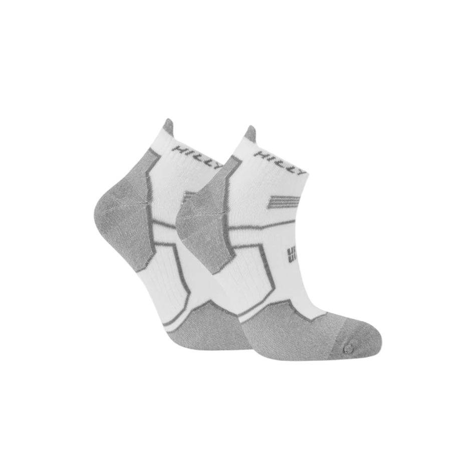 Hilly Unisex Twin Skin Socklet Med in White/Grey Marl SS26