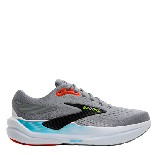 Brooks Men's Ghost Max 3 Running Shoes in Primer Grey/Antarctica/Red AW25