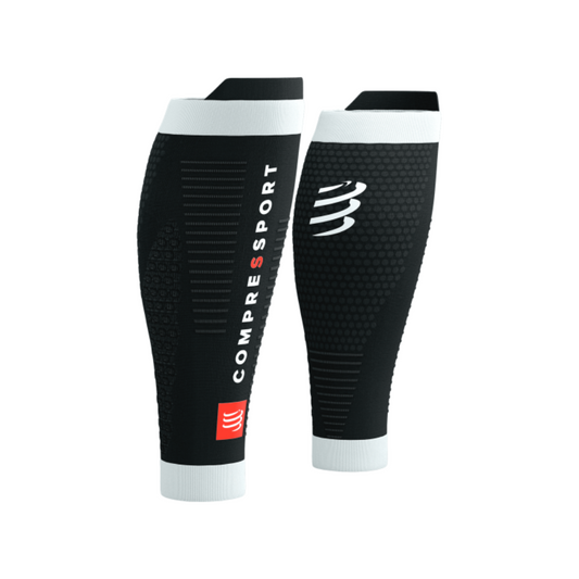 Compressport Unisex R2 3.0 Compression Calf Sleeves in Black/White AW25
