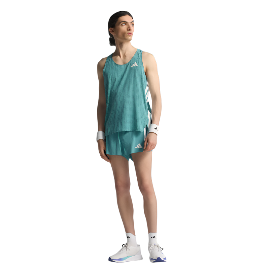 adidas Men's Adizero Running Singlet in Powder Teal/Preloved Teal AW25