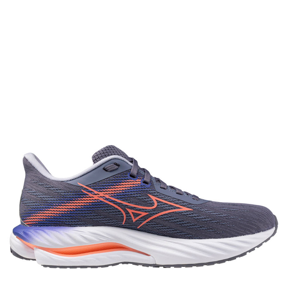 Mizuno Women's Wave Inspire 21 Running Shoes in Blue Granite/Striking Coral/Iris Bloom AW25