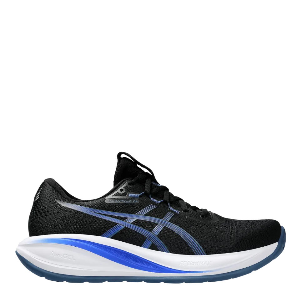 ASICS Men's CEL-CUMULUS 28 Running Shoes in Black/Neon Blue AW26