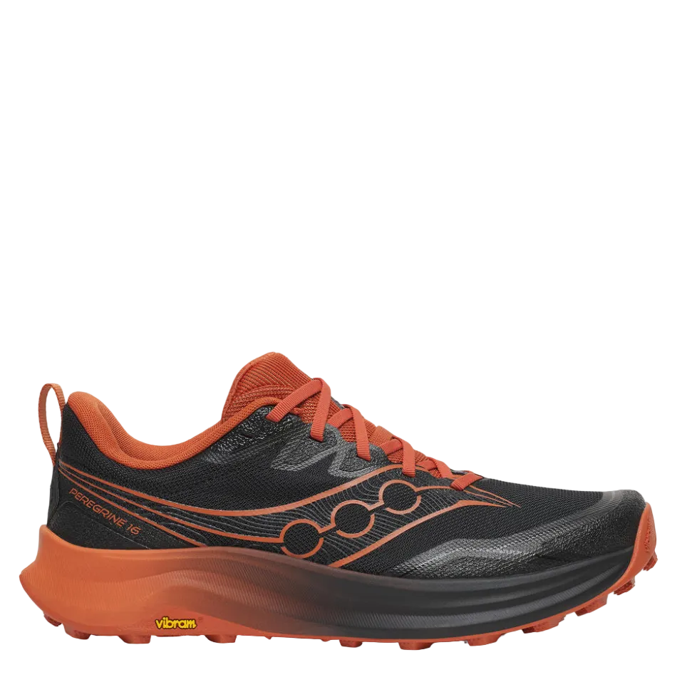 Saucony Men's Peregrine 16 Trail Running Shoes in Black/Rust AW26