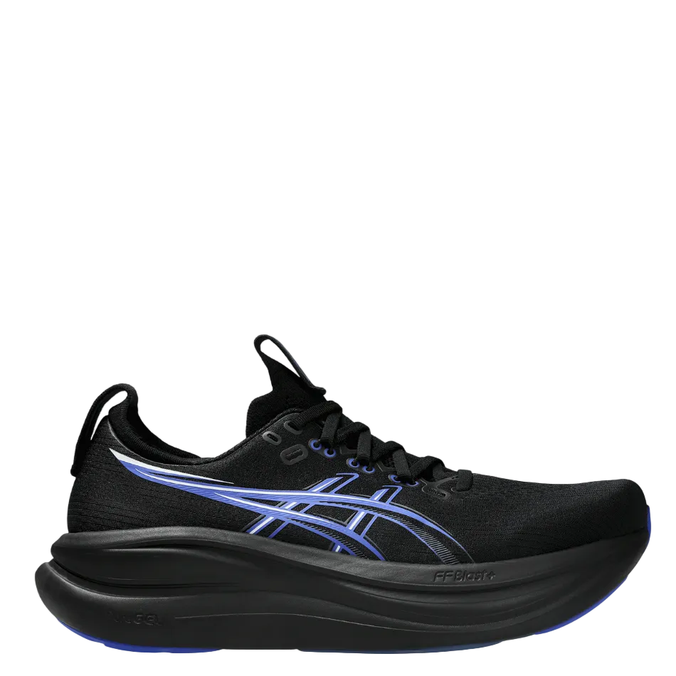 ASICS Men's GEL-NIMBUS 28 Running Shoes in Black/Neon Blue AW26