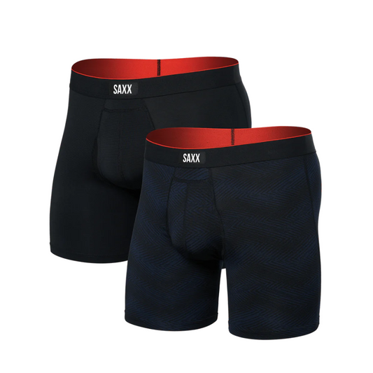 SAXX Men's Multi-sport Mesh Boxer Brief Fly (2 Pack) in Full Tilt Chevron/Black