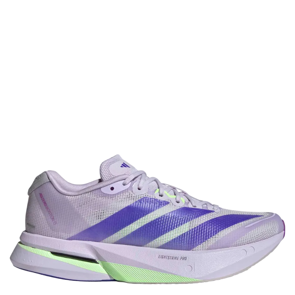 adidas Women's Adizero Boston 13 Running Shoes in Purple Tint/Solar Purple/Green Spark AW26