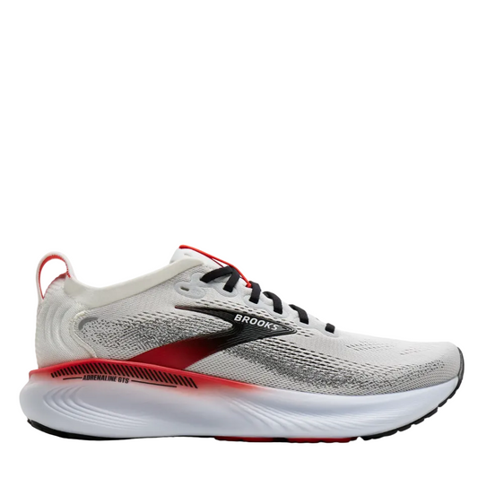 Brooks Men's Adrenaline GTS 25 Running Shoes in White/Black/Red AW26