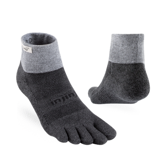 Injinji Unisex Trail Midweight Mini-Crew Running Socks in Granite AW25