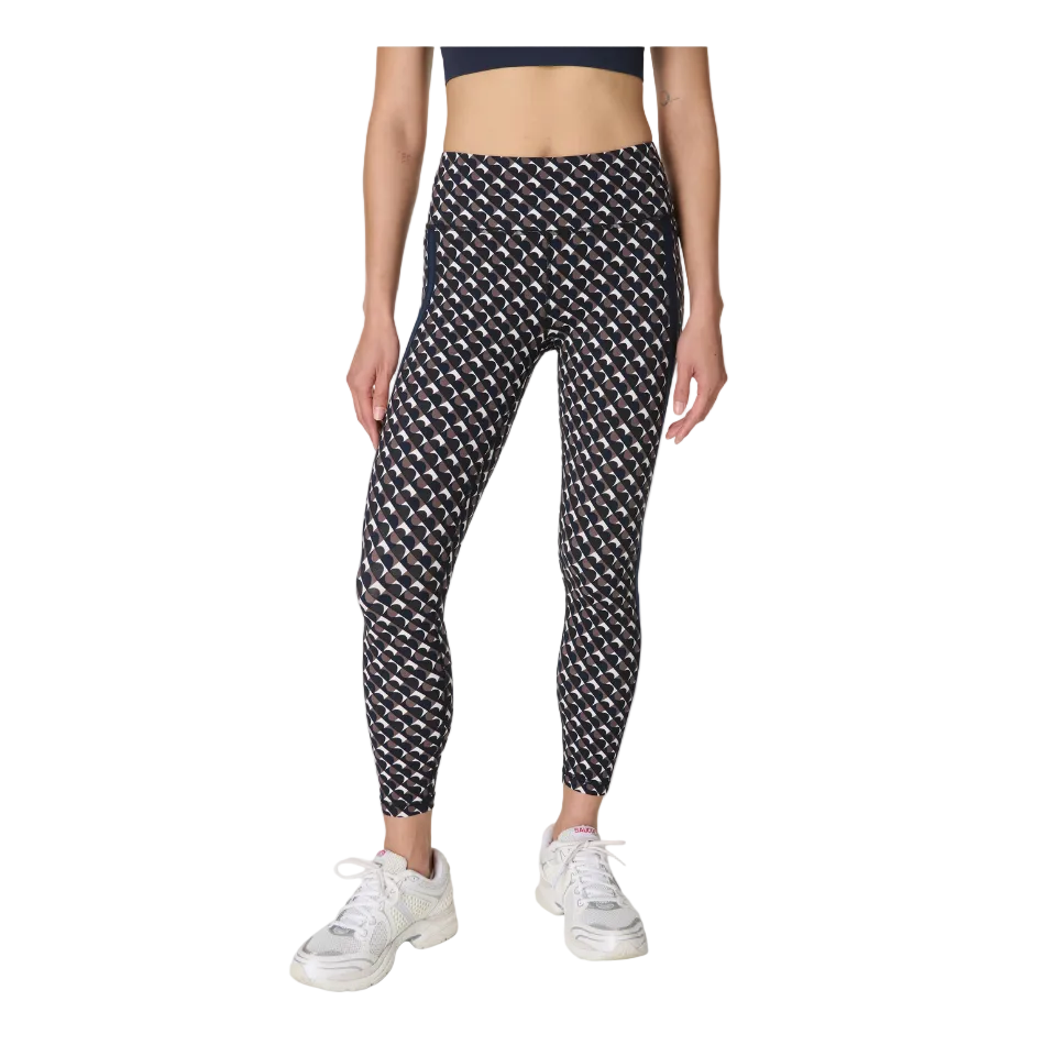 Sweaty Betty Power 7/8 Side Stripe Workout Leggings in Brown Arch Geo Print SS26