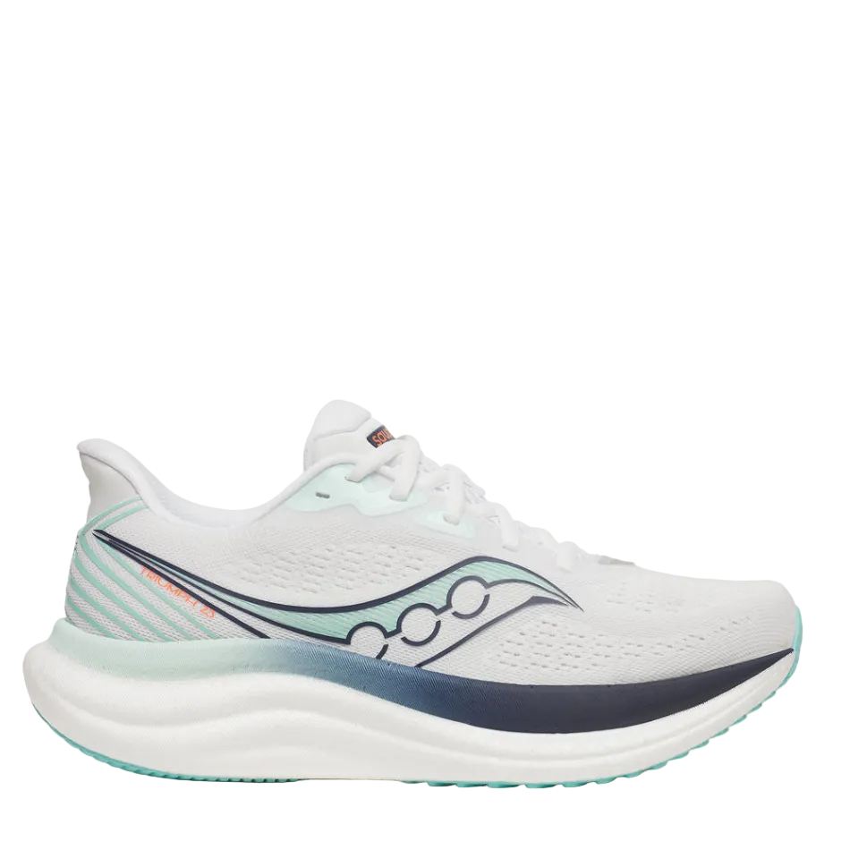 Saucony Women's Triumph 23 Running Shoes in White/Navy - Online Exclusive