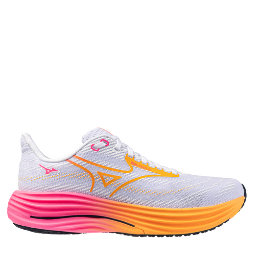 Mizuno Unisex Wave Rider 29 Running Shoes in White/Tang Orange/Pink Tetra AW25
