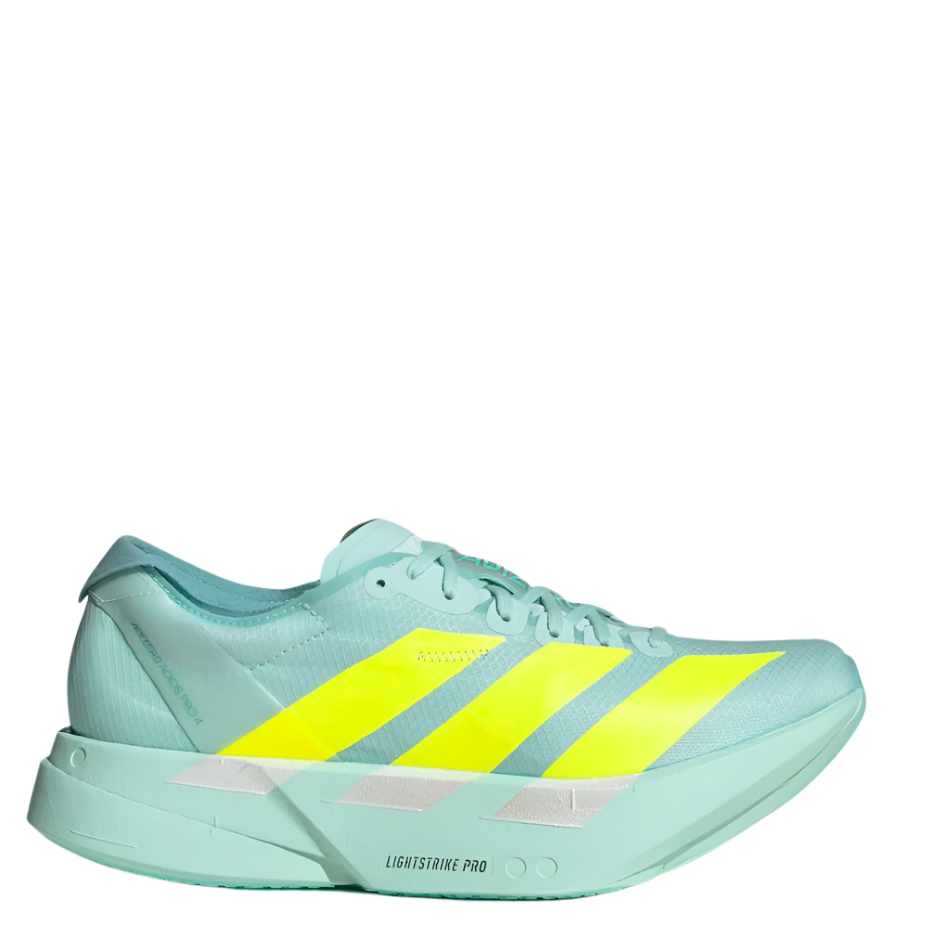 Adidas Women's Adios Pro 4 Running Shoes in Turquoise/Semi Flash Aqua/Lucid Lemon/Mint Ton AW25
