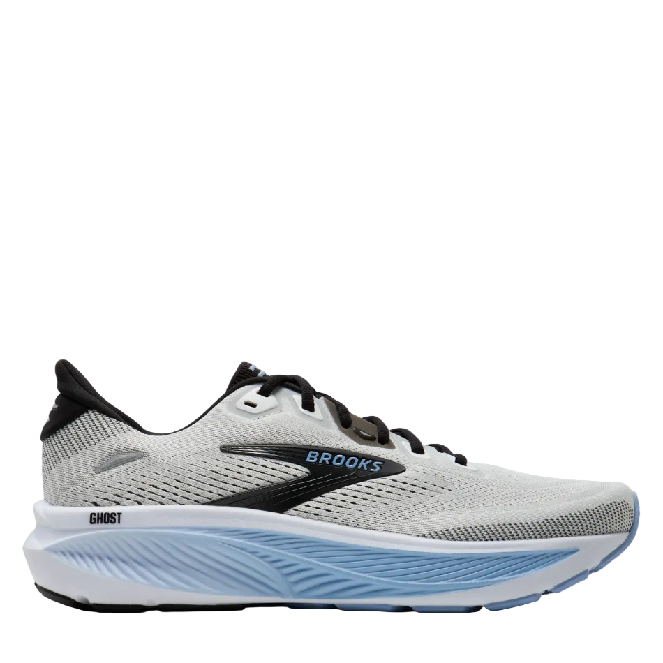 Brooks Men's Ghost 18 Wide Fitting (2E) Running Shoes in White/Black/Open Air AW26
