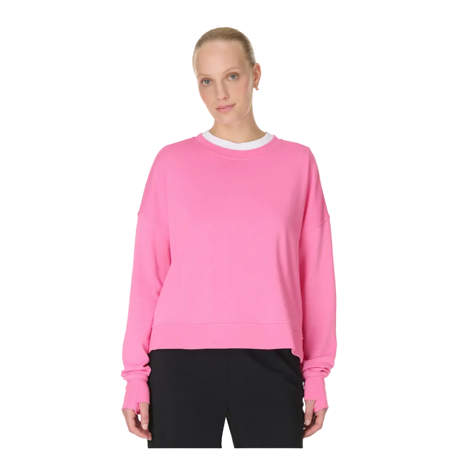 Sweaty Betty After Class Crop Sweatshirt in Guava Pink SS26