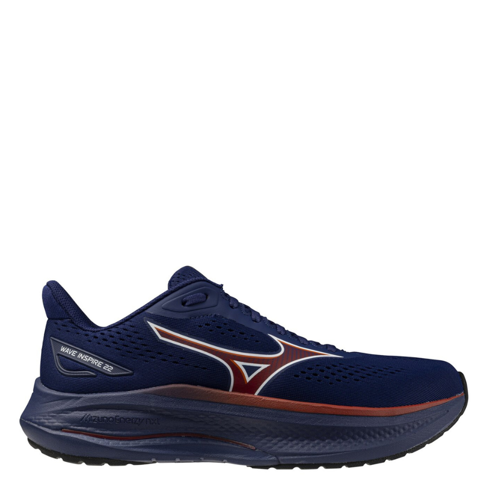 Mizuno Men's Wave Inspire 22 Running Shoes in Beacon Blue/Tomato Puree/Firecracker AW26
