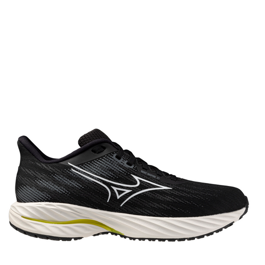 Mizuno Men's Wave Inspire 21 Running Shoes in Black/White/Vibrant Yellow AW25