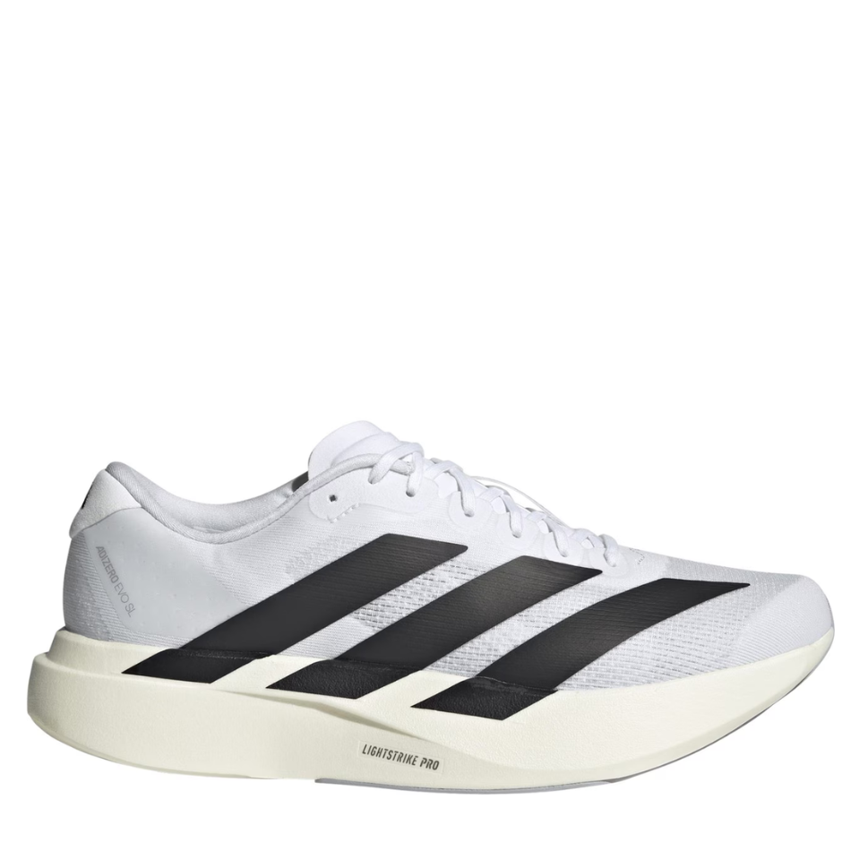 adidas Men's Adizero Evo SL Running Shoes in Cloud White/Core Black/Cloud White AW25