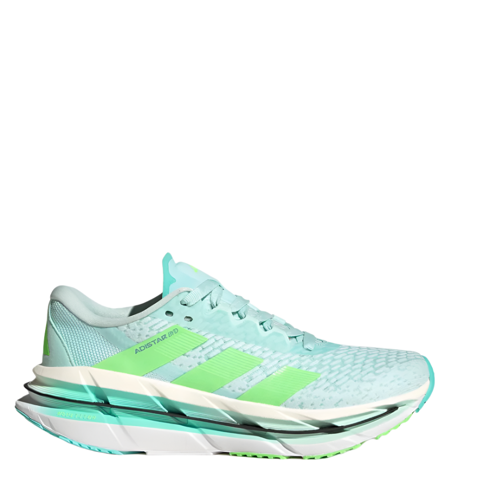 Adidas Women's Adistar BYD Running Shoes in Halo Mint/Lime Burst/Flash Aqua AW25