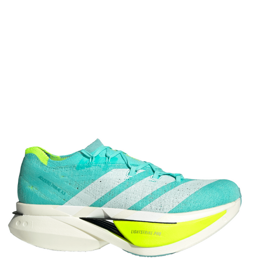Adidas Unisex Adizero Prime X3 Strung Running Shoes in Flash Aqua/Zero Metalic/Lucid Lemon AW25