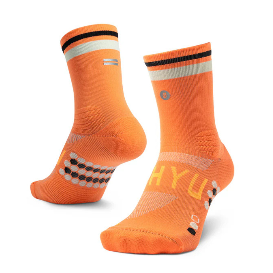 Shyu Unisex Half Crew Cut Racing Socks in Mango/Cream/Black SS25
