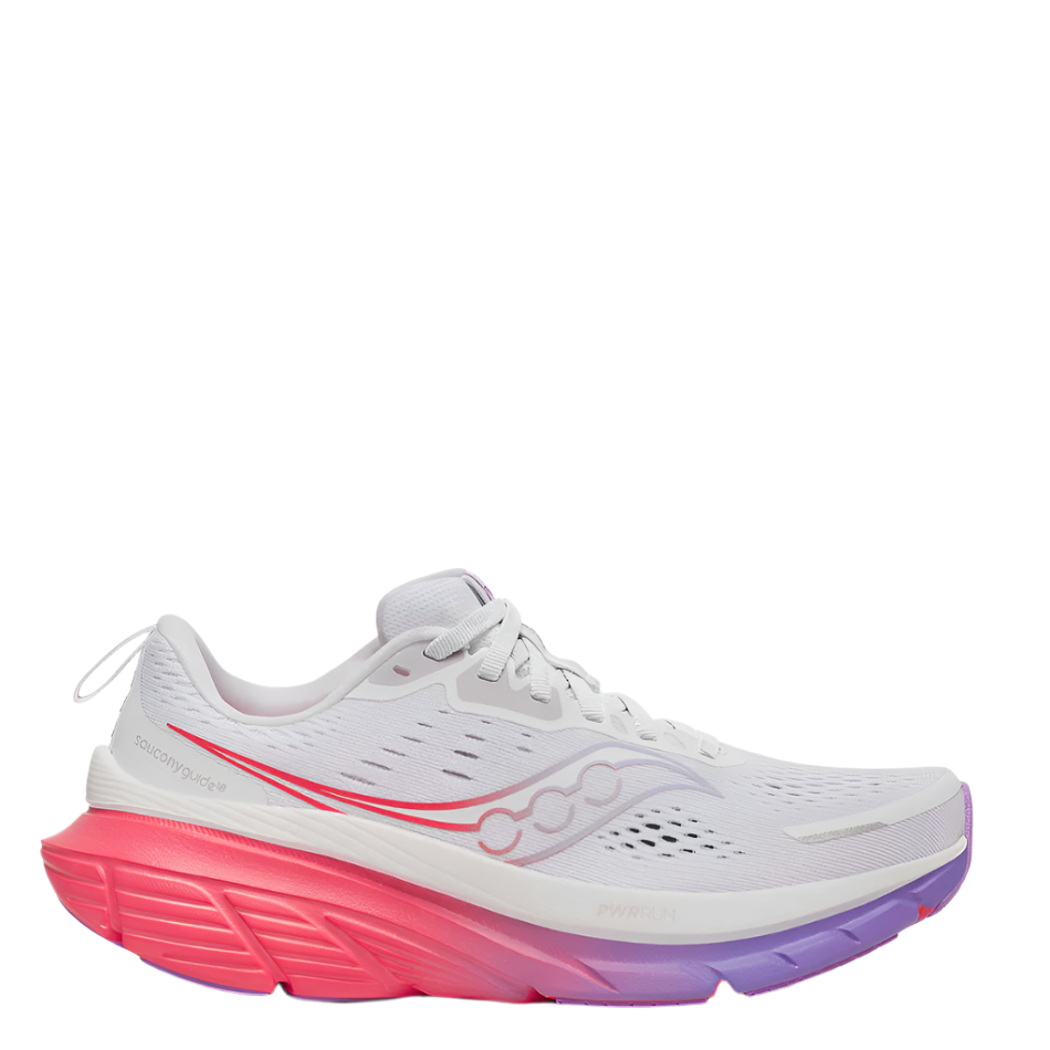 Saucony Women's Guide 18 Running Shoes in White/Crocus - Online Exclusive