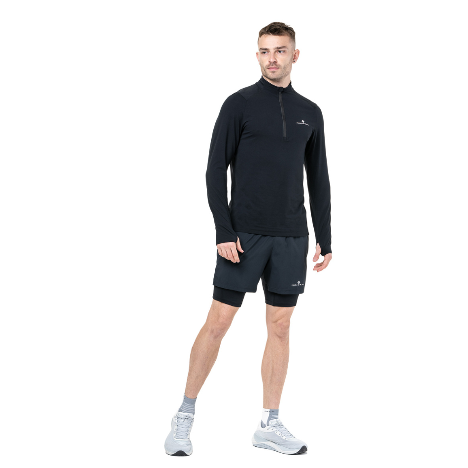 Ronhill Men's Core Thermal 1/2 Zip Top in Black/Bright White AW25