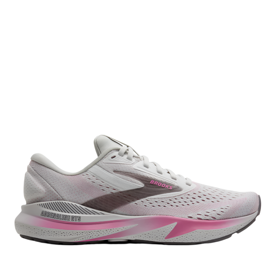 Brooks Women's Adrenaline GTS 24 Running Shoes in Oyster/Excalibur/Pink