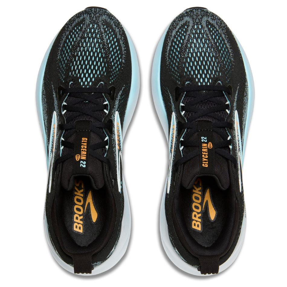 Brooks Men's Glycerin 22 Running Shoes in Black/Atomizer/Blazing Orange AW25