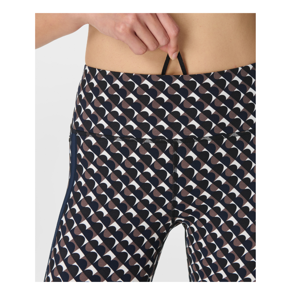 Sweaty Betty Power 7/8 Side Stripe Workout Leggings in Brown Arch Geo Print SS26
