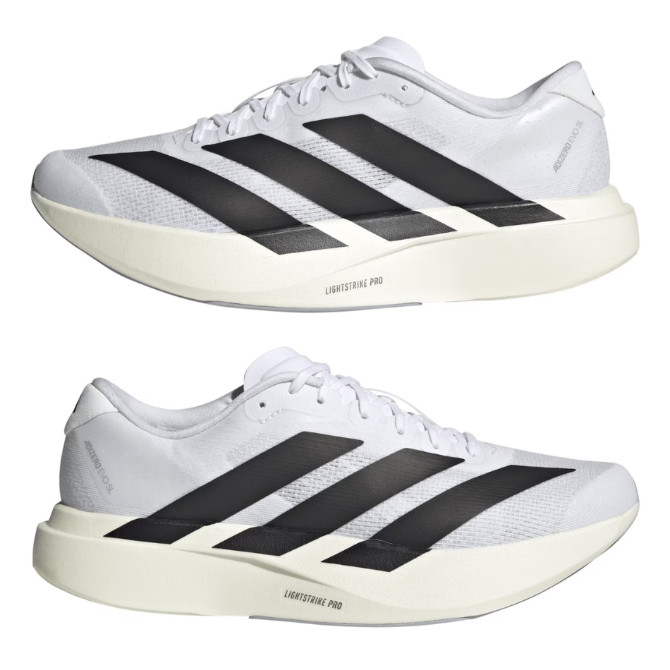 adidas Men's Adizero Evo SL Running Shoes in Cloud White/Core Black/Cloud White AW25