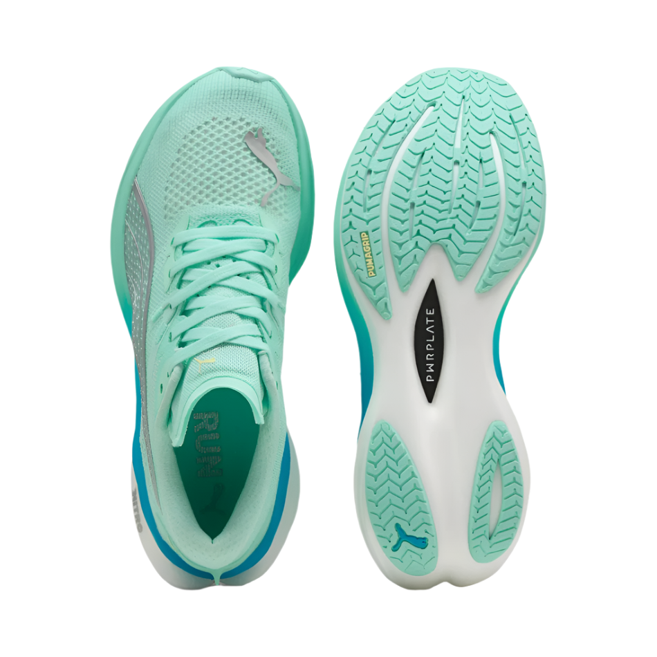 PUMA Women's Deviate NITRO 3 Running Shoes in Mint Melt/Speed Blue AW25