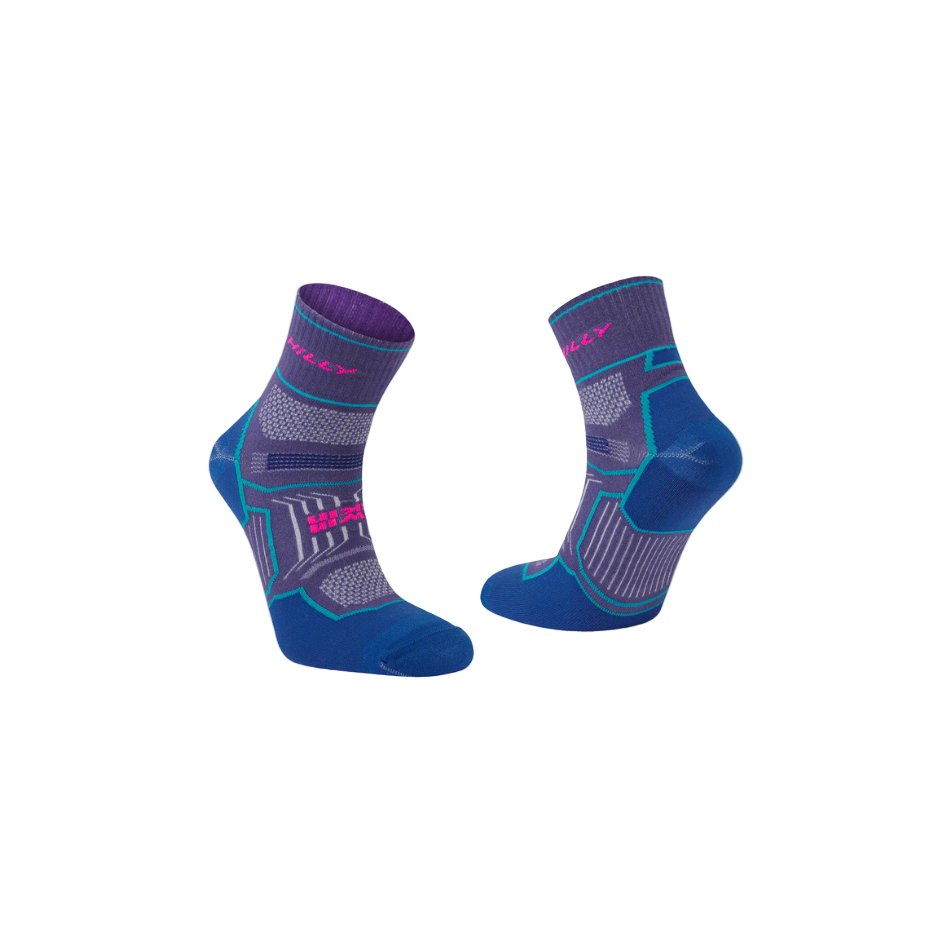 Hilly Unisex Twin Skin Anklet Socks Med in Grape/Blue SS26
