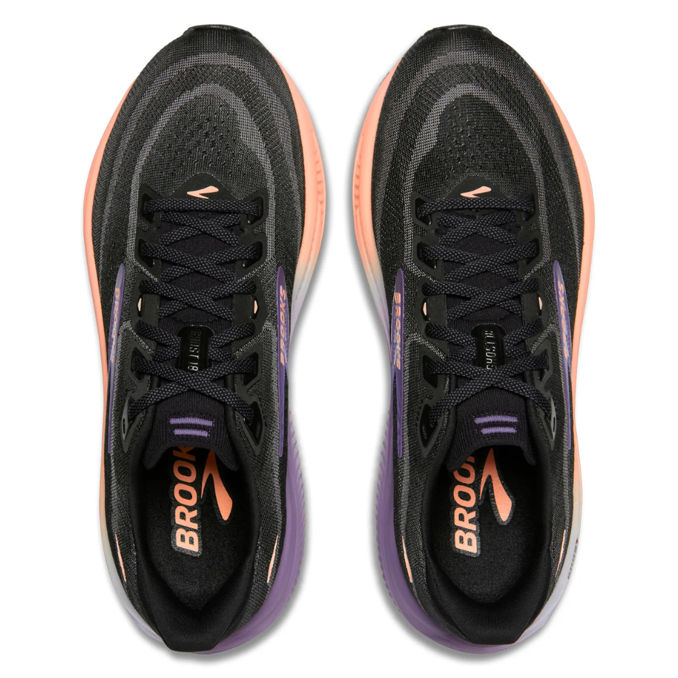 Brooks Women's Ghost 18 Running Shoes in Black/Mulled Grape/Peach AW26